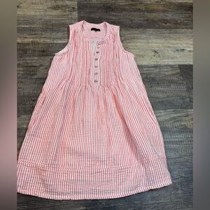 Quince Dress XS Organic Cotton Pink White Striped